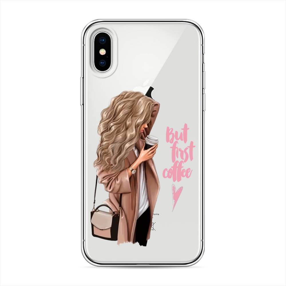 

Силиконовый чехол "Девушка с кофе" на Apple iPhone XS (10S), Девушка с кофе