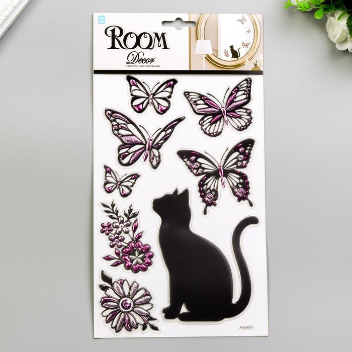 

3D Наклейки Room Decor "Кошечка с бабочками" 25х16 см