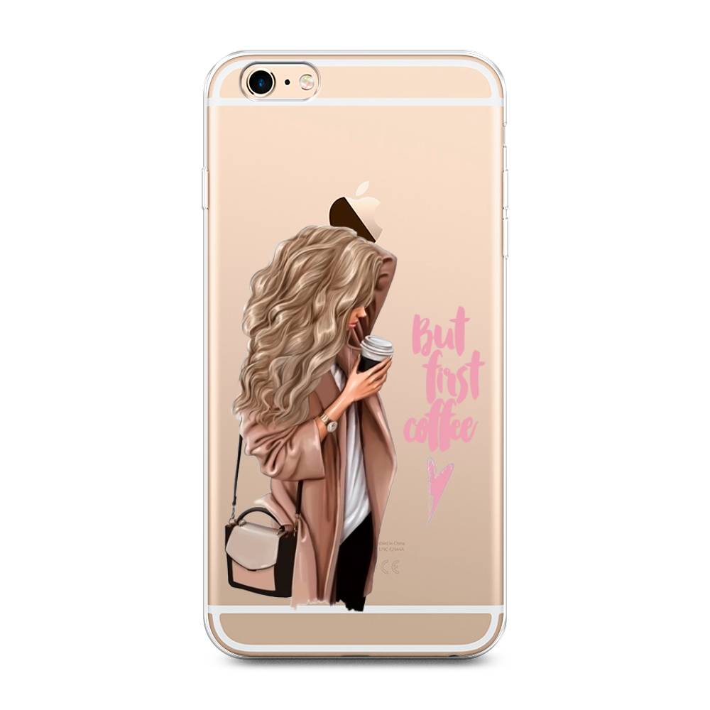 

Силиконовый чехол "Девушка с кофе" на Apple iPhone 6 Plus, Девушка с кофе