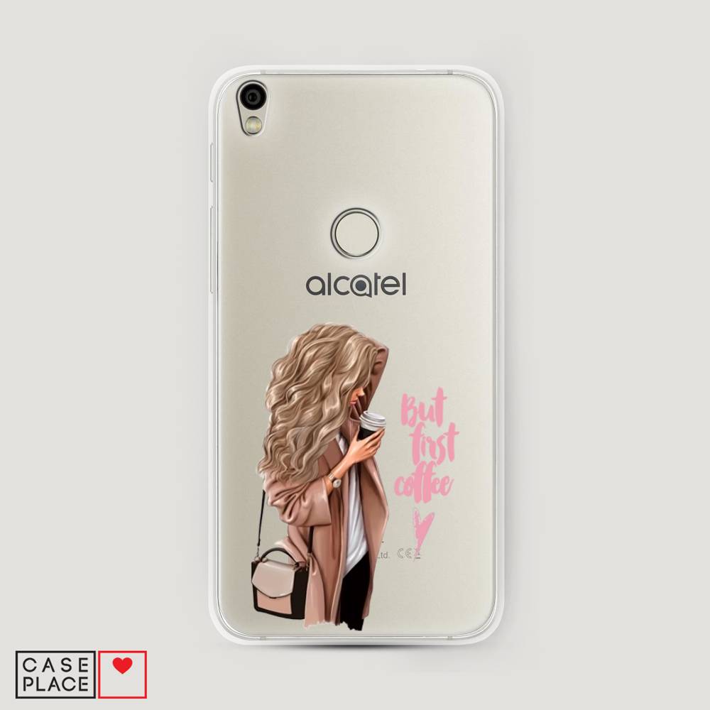 

Силиконовый чехол "Девушка с кофе" на Alcatel Shine Lite, Девушка с кофе