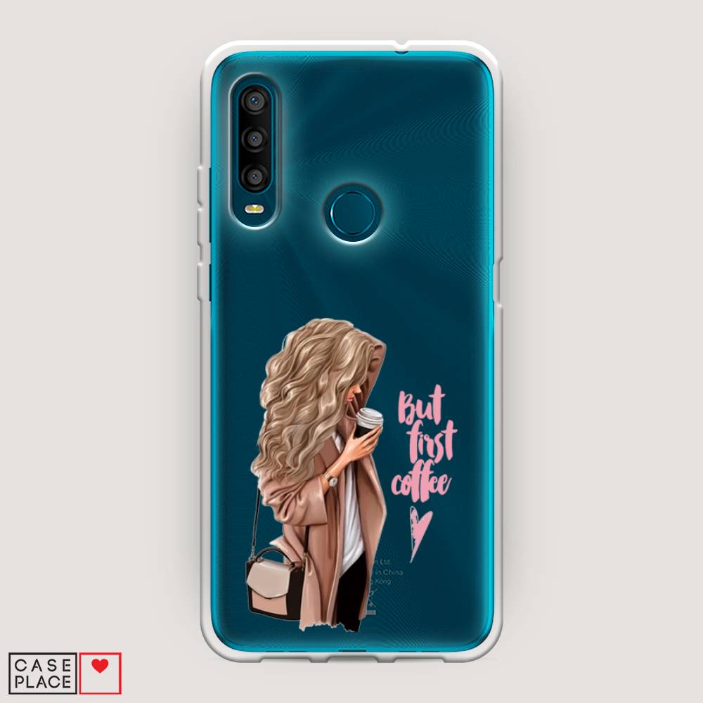 

Силиконовый чехол "Девушка с кофе" на Alcatel 1SE (2020), Девушка с кофе