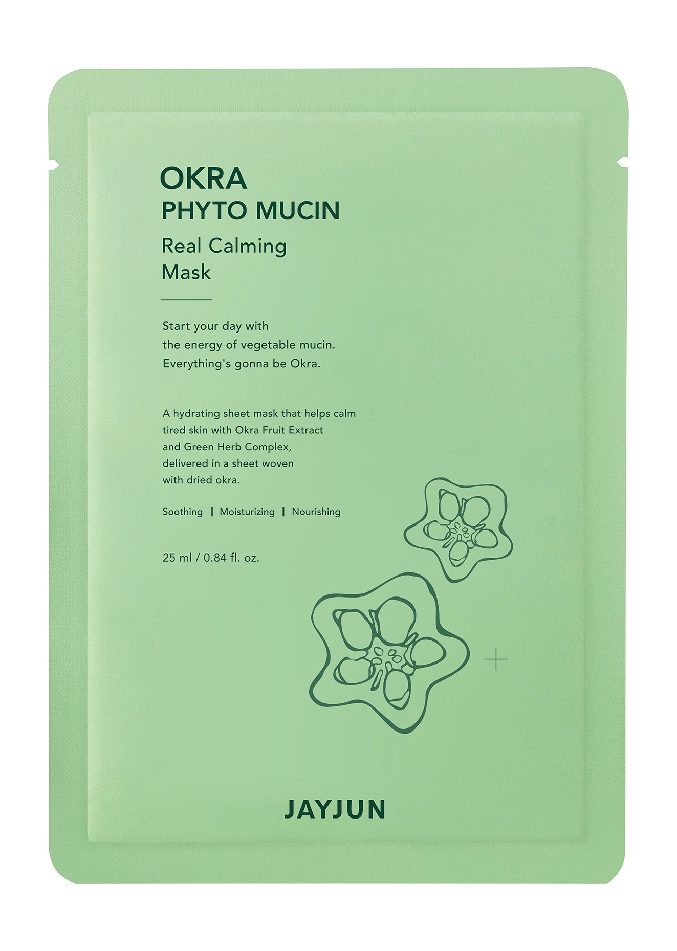 фото Маска для лица jayjun okra phyto mucin real calming mask тканевая, успокаивающая, 23 мл