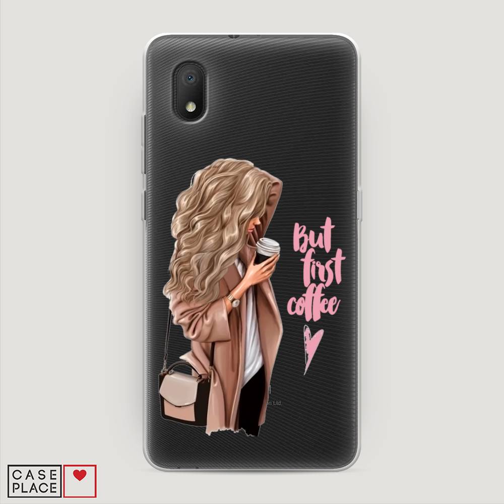 

Силиконовый чехол "Девушка с кофе" на Alcatel 1B (2020) 5002D, Девушка с кофе