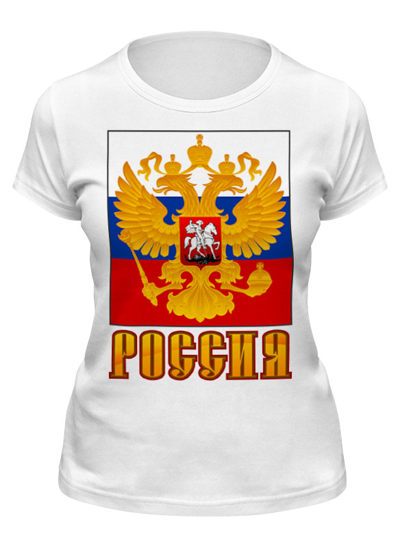 

Футболка женская Printio Россия герб белая S, Белый, Россия герб