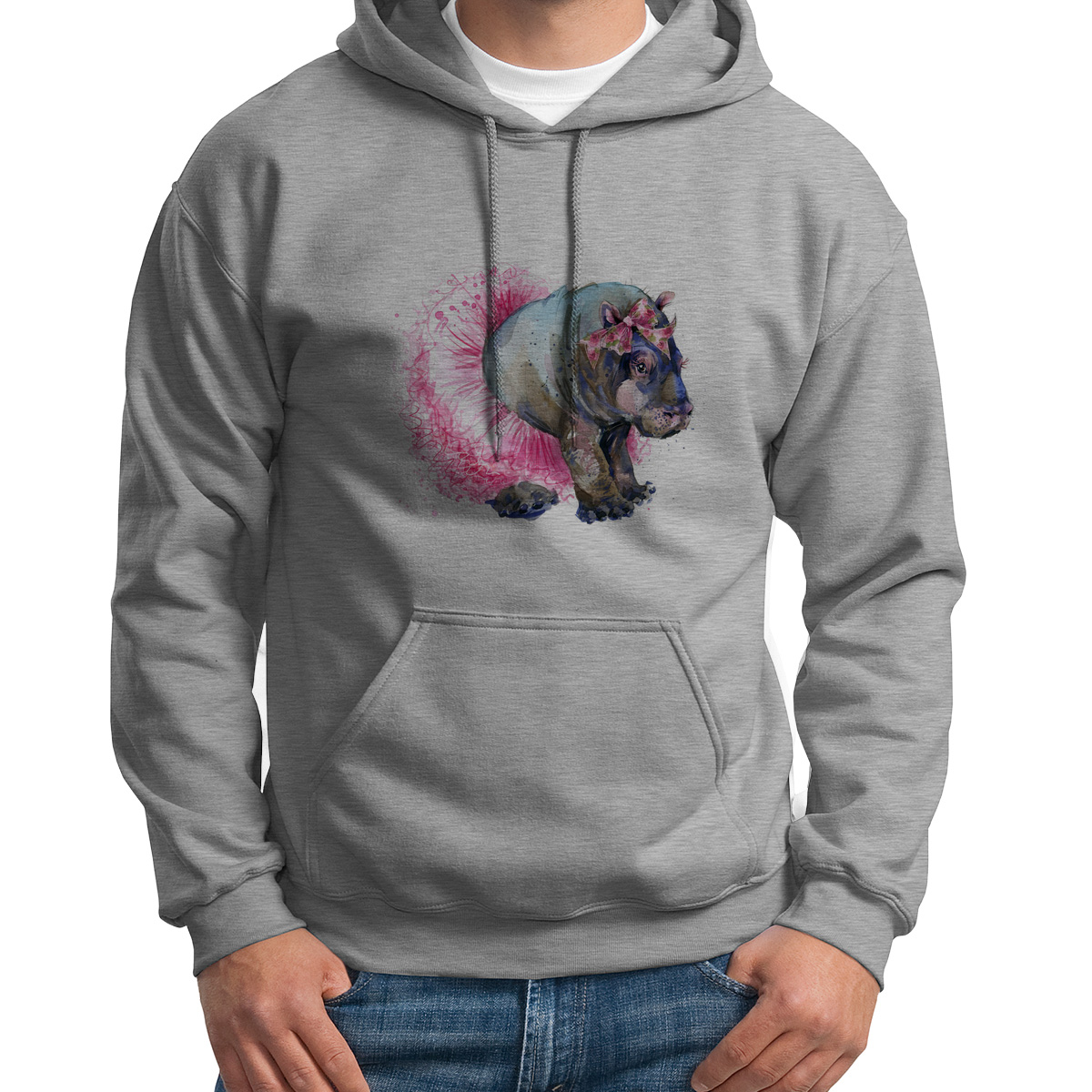 

Худи унисекс CoolPodarok Животик Бегемотик в юбке серое 52 RU, 2S015473