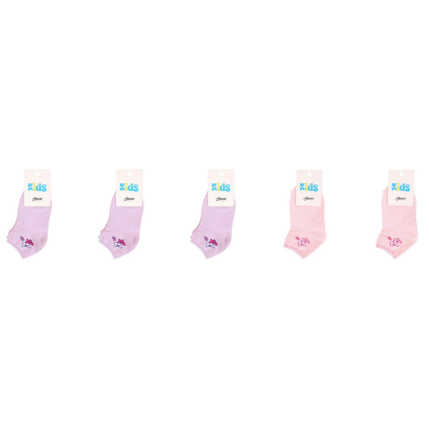 Набор детских носков для девочки 4 пары укороченные с рисунком р. 18-20 розовый/сиреневый