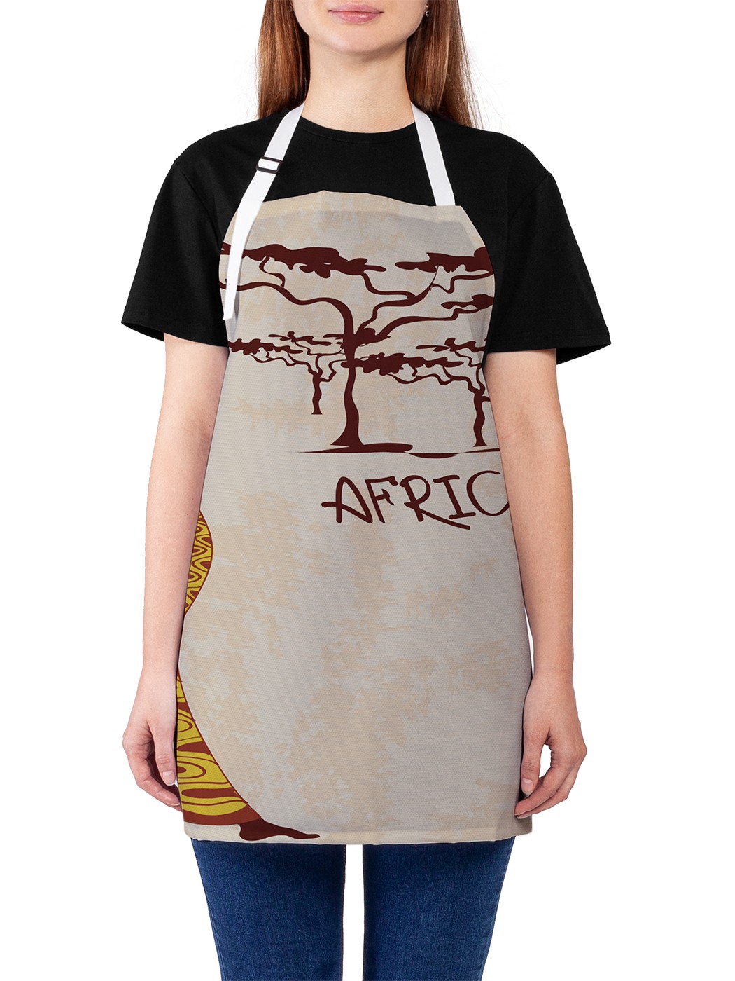 

Фартук женский JoyArty для готовки "Африка приветствует", универсальный размер, Розовый