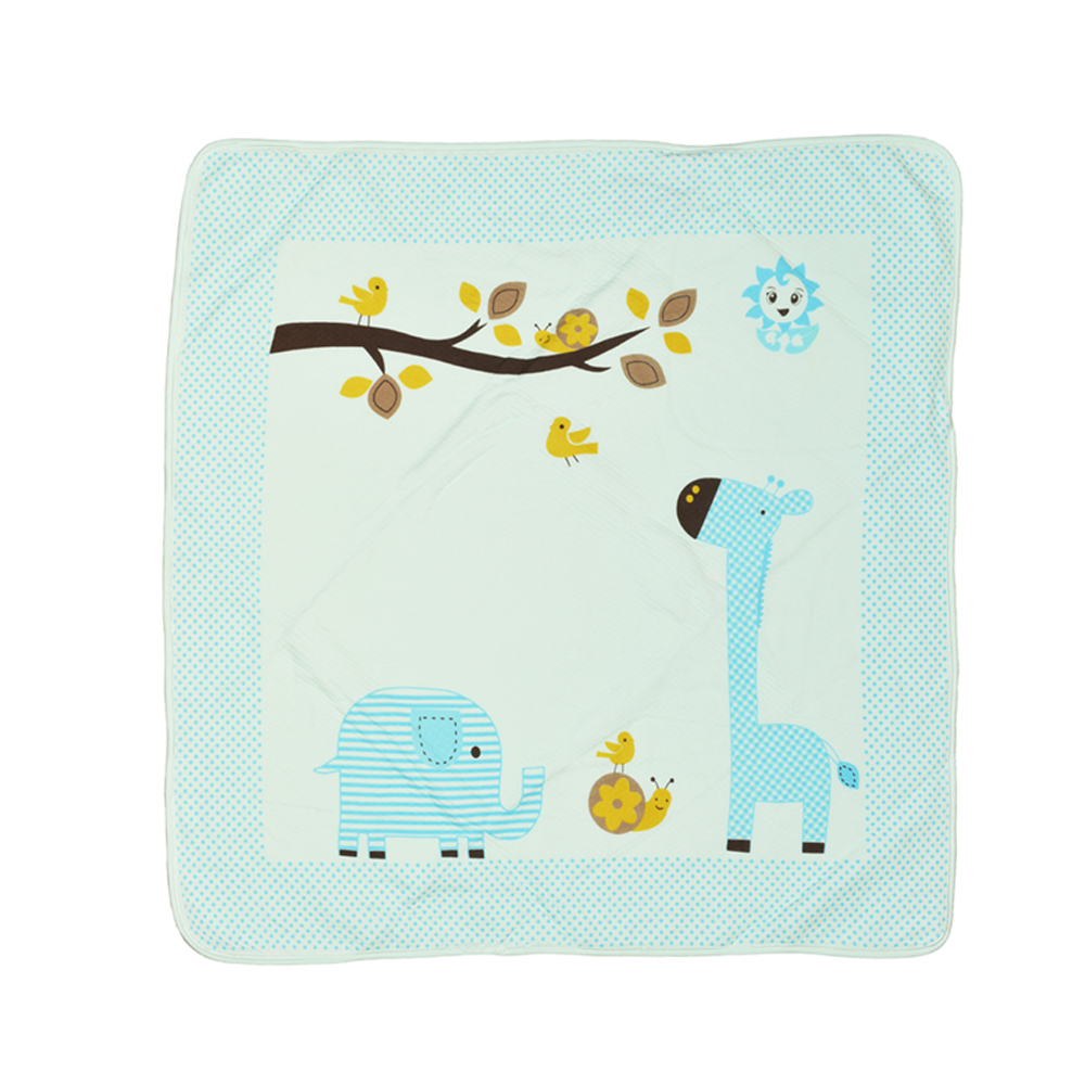 фото Одеяло-конверт baby fox слоник и жираф, летнее, цвет голубой, 85х85 см