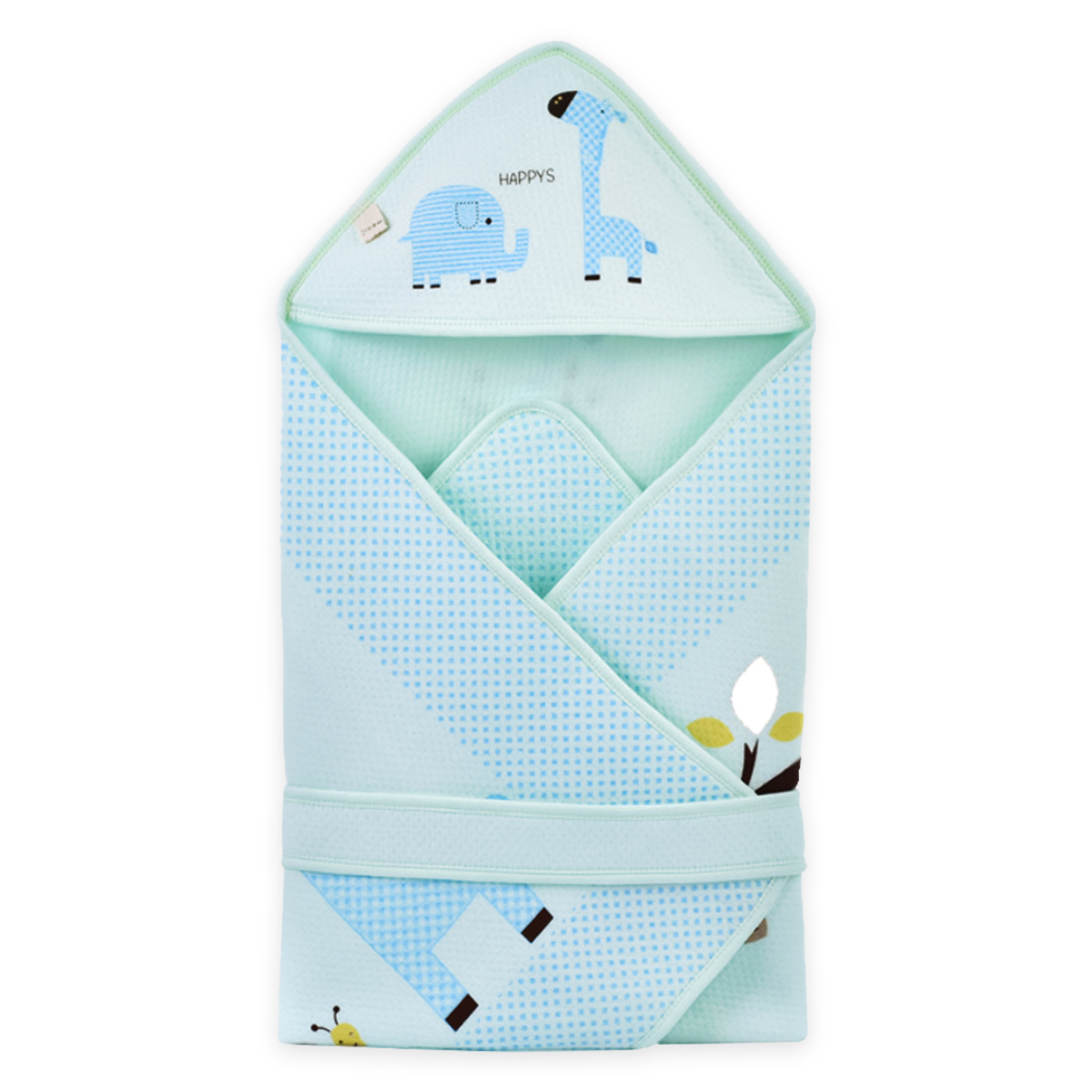 Одеяло-конверт Baby Fox Слоник и жираф, летнее, цвет голубой, 85х85 см