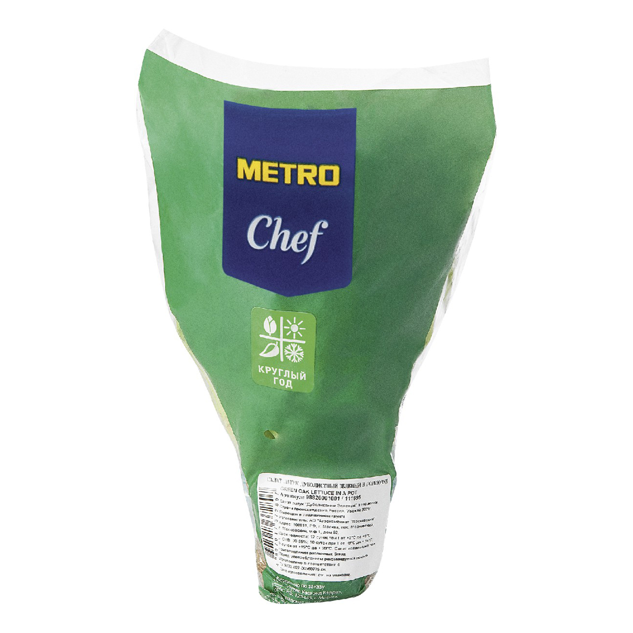 Салат Латук Metro Chef дуболистный зеленый в горшочке 75 г