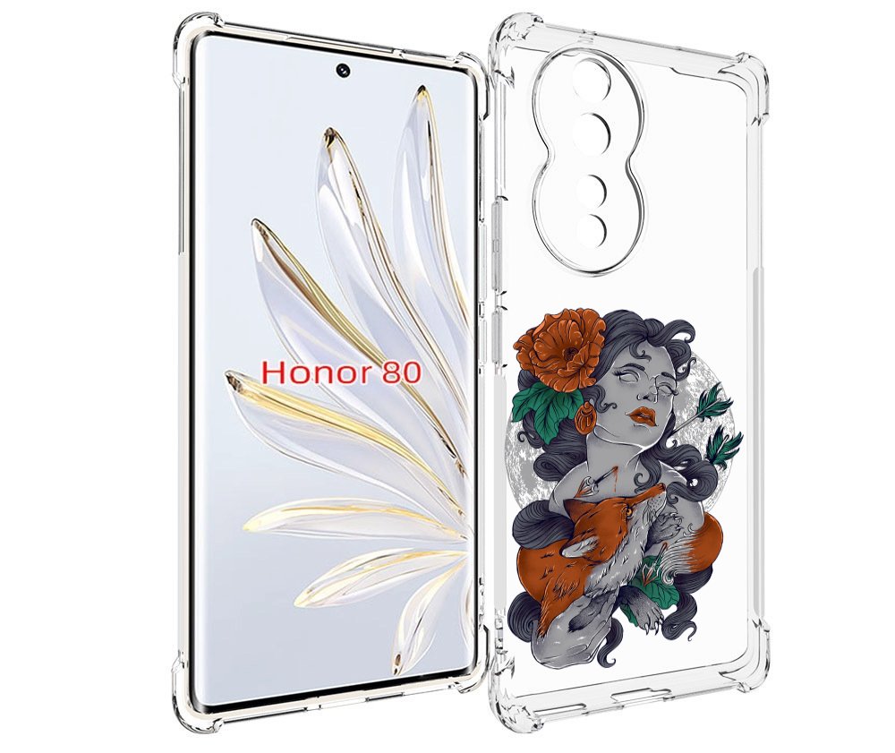 

Чехол MyPads темная девушка с лисой для Honor 80, Прозрачный, Tocco