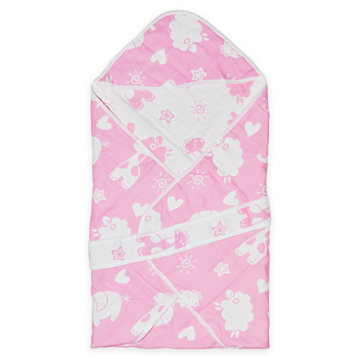 Одеяло-конверт Baby Fox Животные, весеннее, розовое, 90х90 см