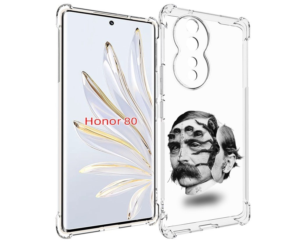 

Чехол MyPads страшное лицо мужчины для Honor 80, Прозрачный, Tocco