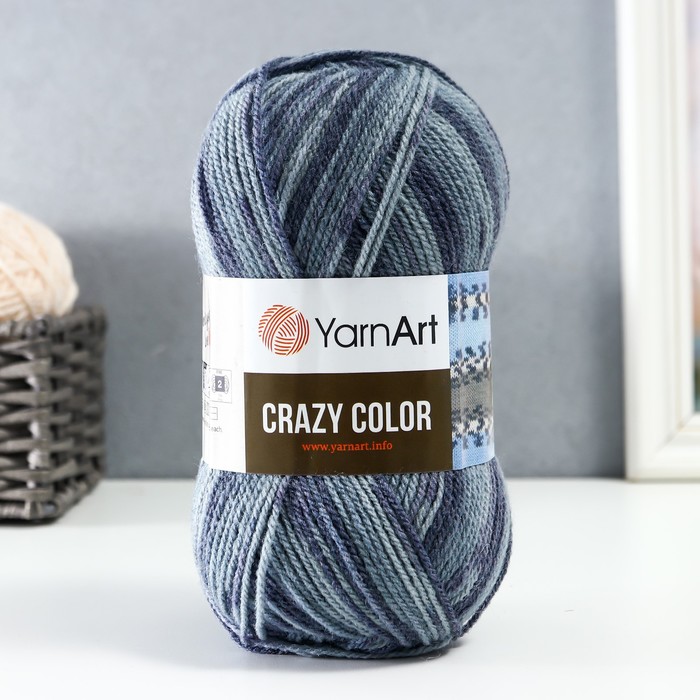 

Пряжа "Crazy color" 25% шерсть, 75% акрил 260м/100гр (652), Синий