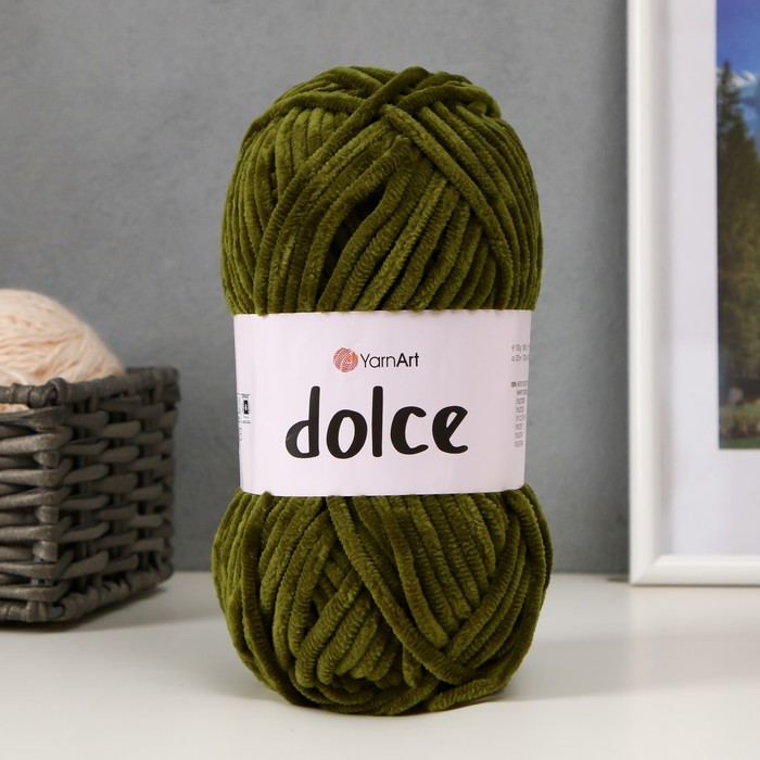 

Пряжа "Dolce" 100% микрополиэстер 120м/100гр (772 т. хаки), Пряжа для вязания "Dolce"
