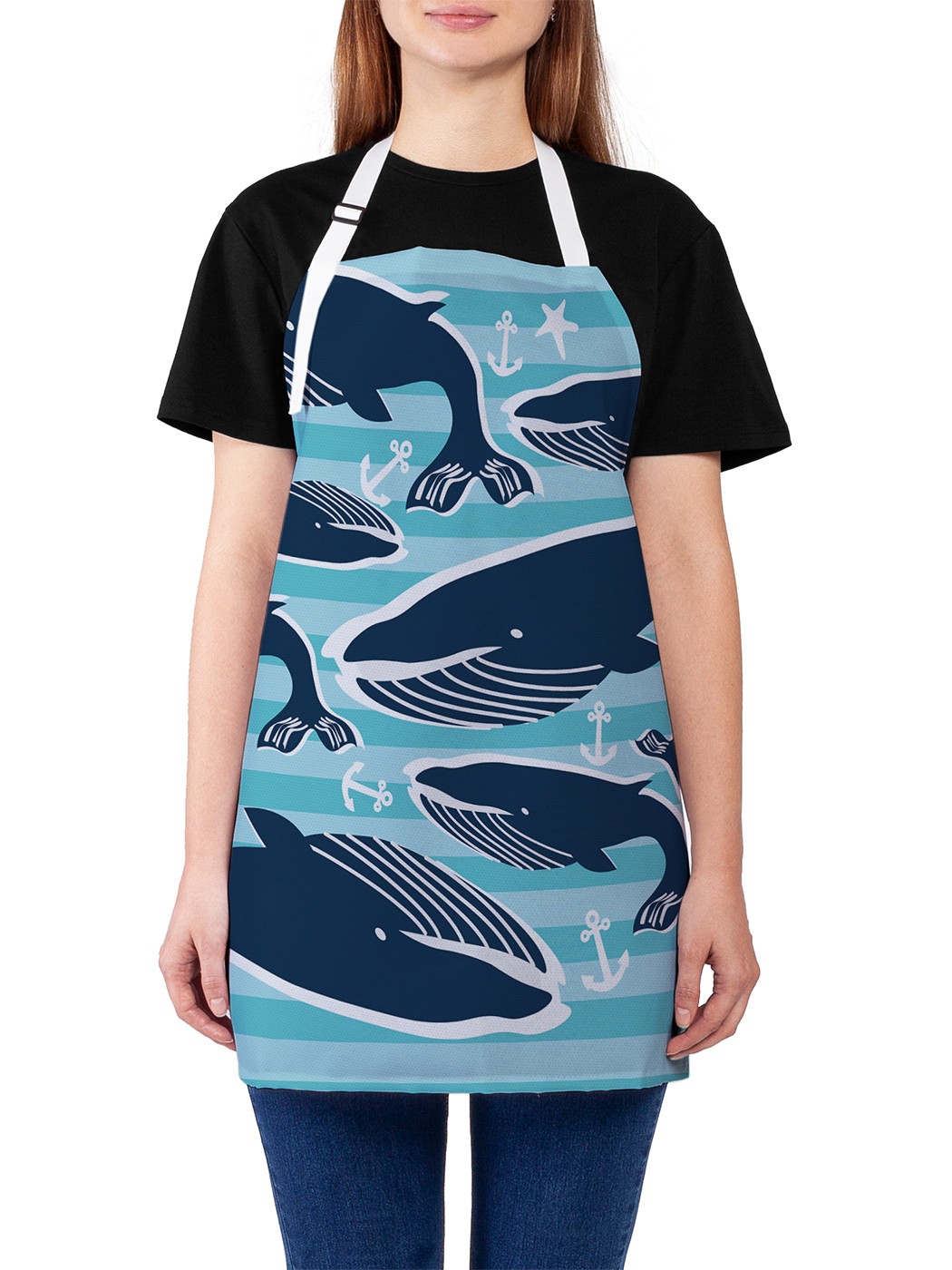 

Фартук женский JoyArty для готовки "Танец китов", универсальный размер, Розовый