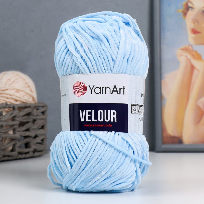 

Пряжа "Velour" 100% микрополиэстер 170м/100г (851 голубой), Пряжа для вязания "Velour"
