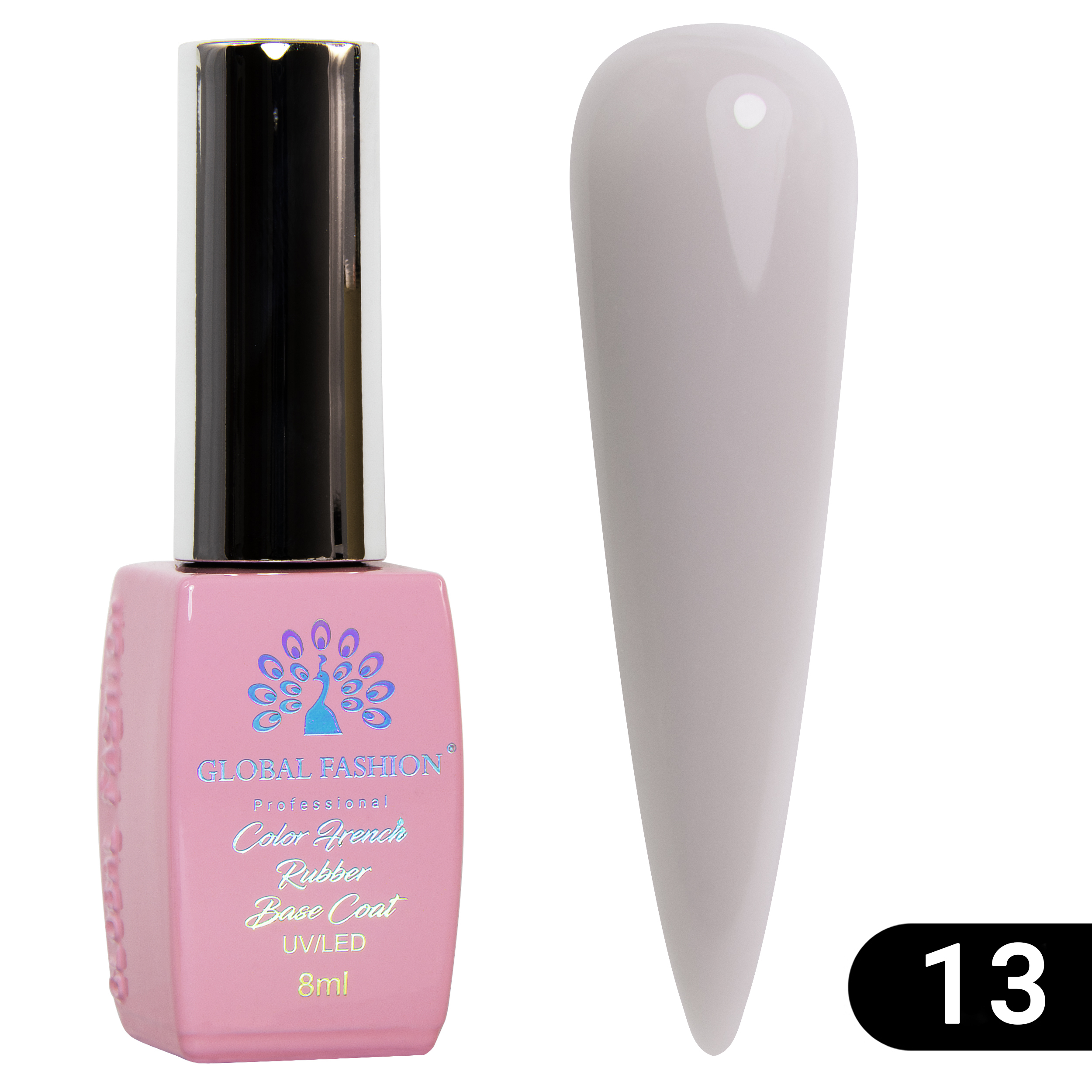 Френч база Global Fashion Color French Base Coat для гель-лака, цветная, 13, 8 мл