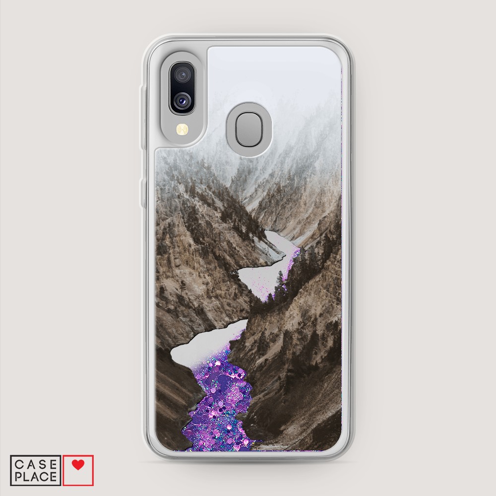

Жидкий чехол с блестками "Горная река" на Samsung Galaxy A40