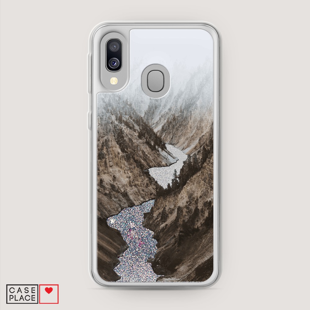 

Жидкий чехол с блестками "Горная река" на Samsung Galaxy A40