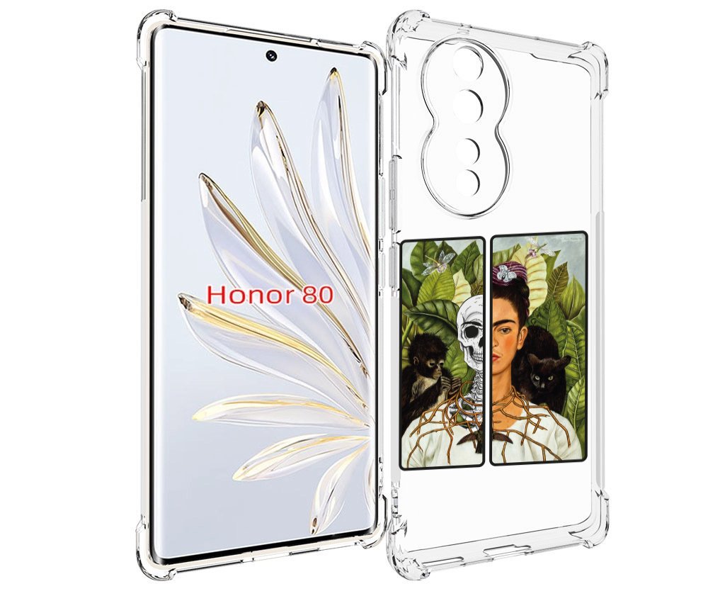 

Чехол MyPads сдвоенная картинка девушка скелет для Honor 80, Прозрачный, Tocco