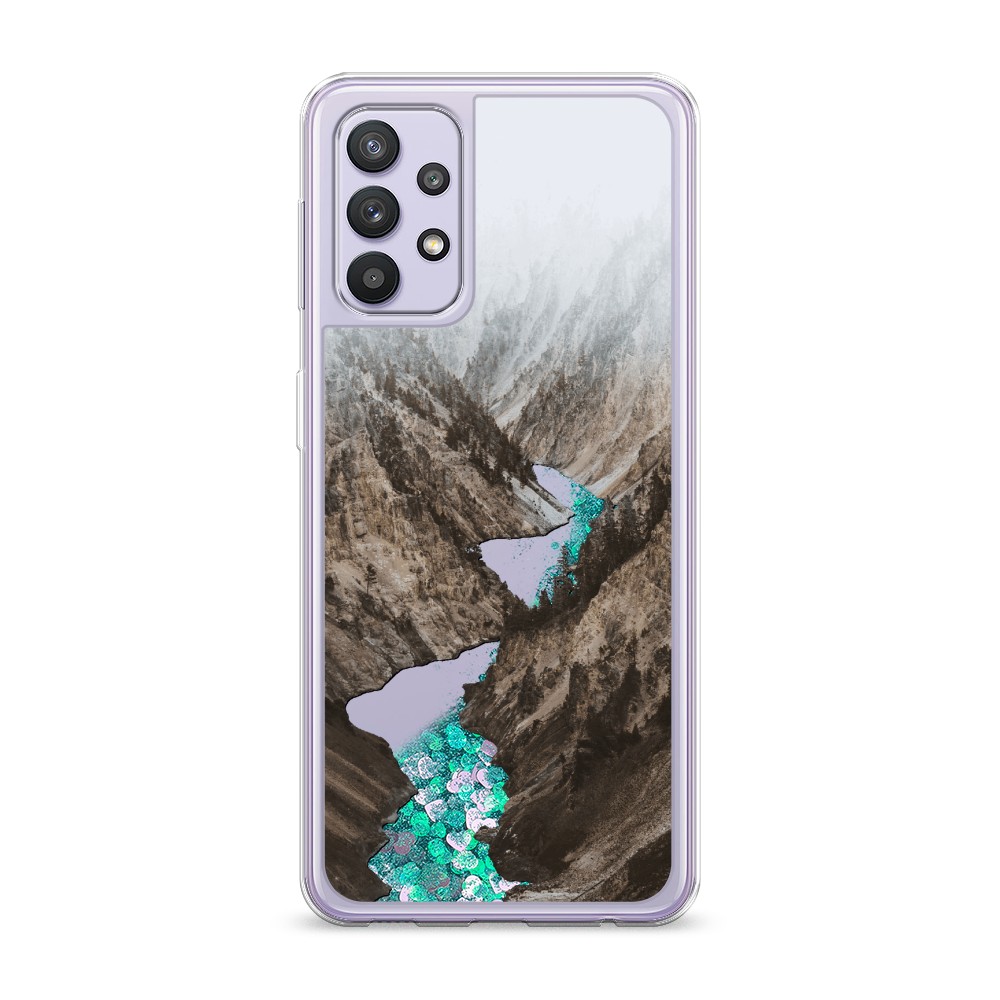 

Жидкий чехол с блестками "Горная река" на Samsung Galaxy A32, 2102095-1