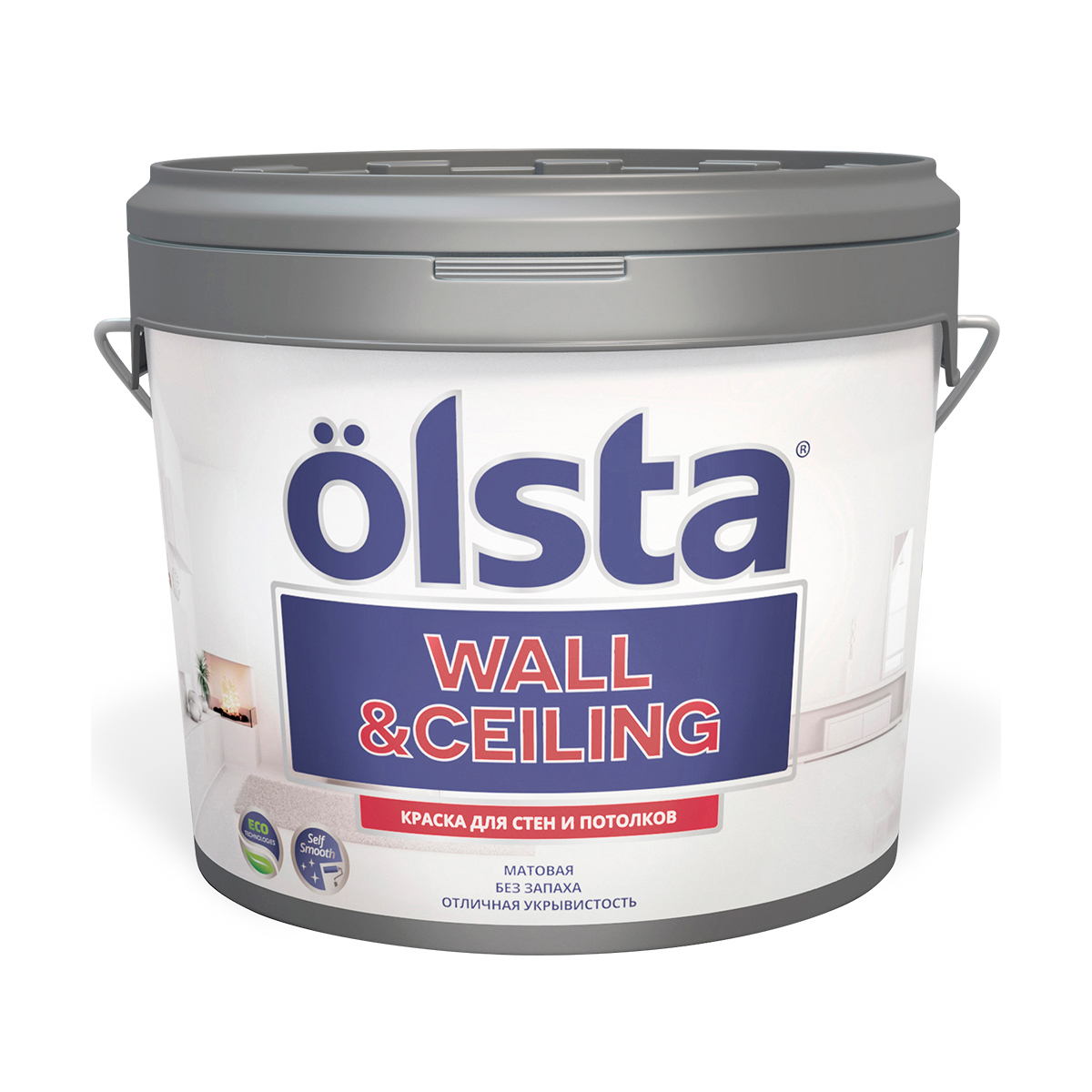 фото Краска в/д интерьерная "wall&ceiling" для стен и потолков база c 0,9 л (1/18) "olsta"