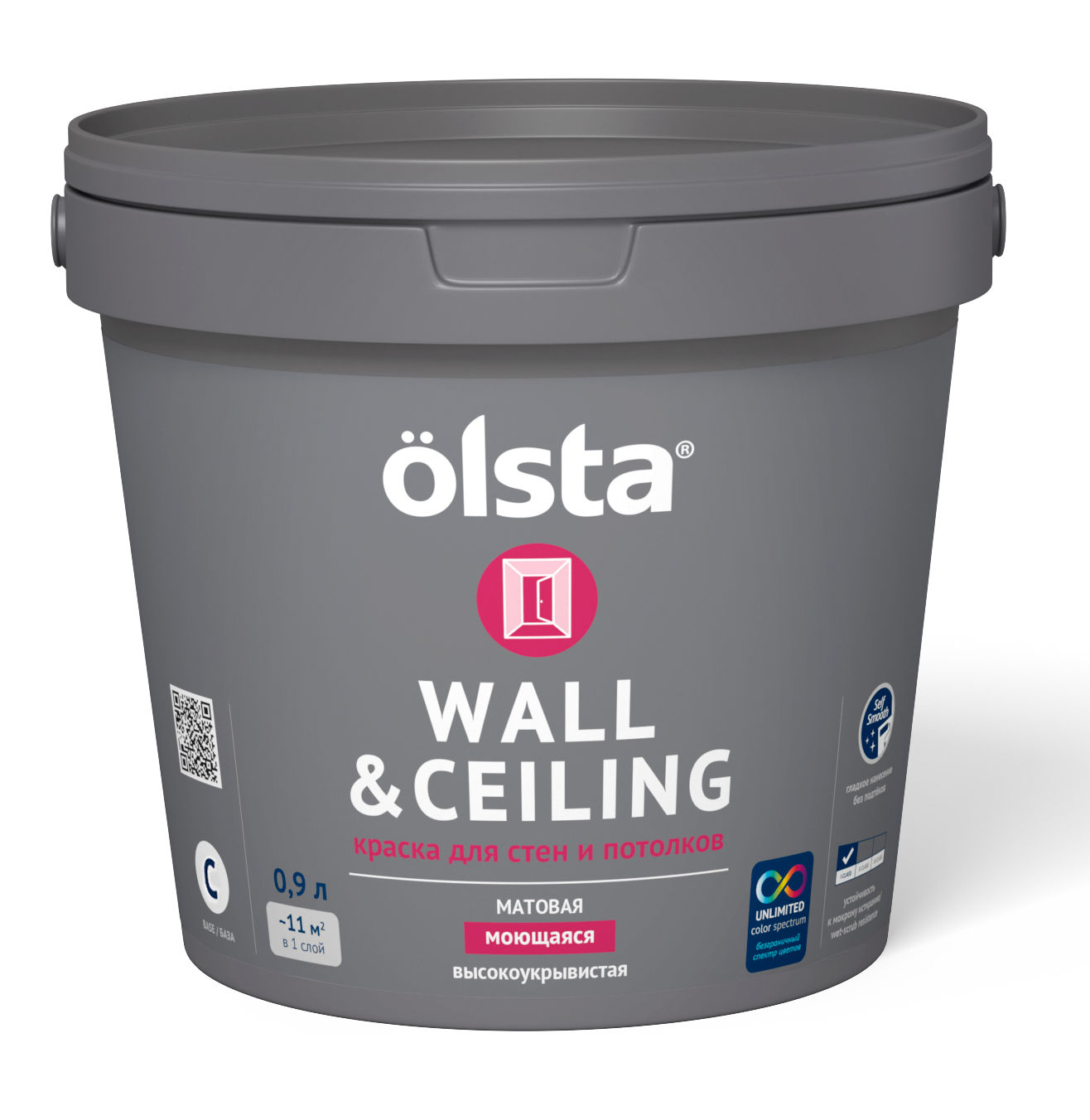 

Краска Olsta Wall&ceiling База C, матовая, 900 мл, Olsta-8
