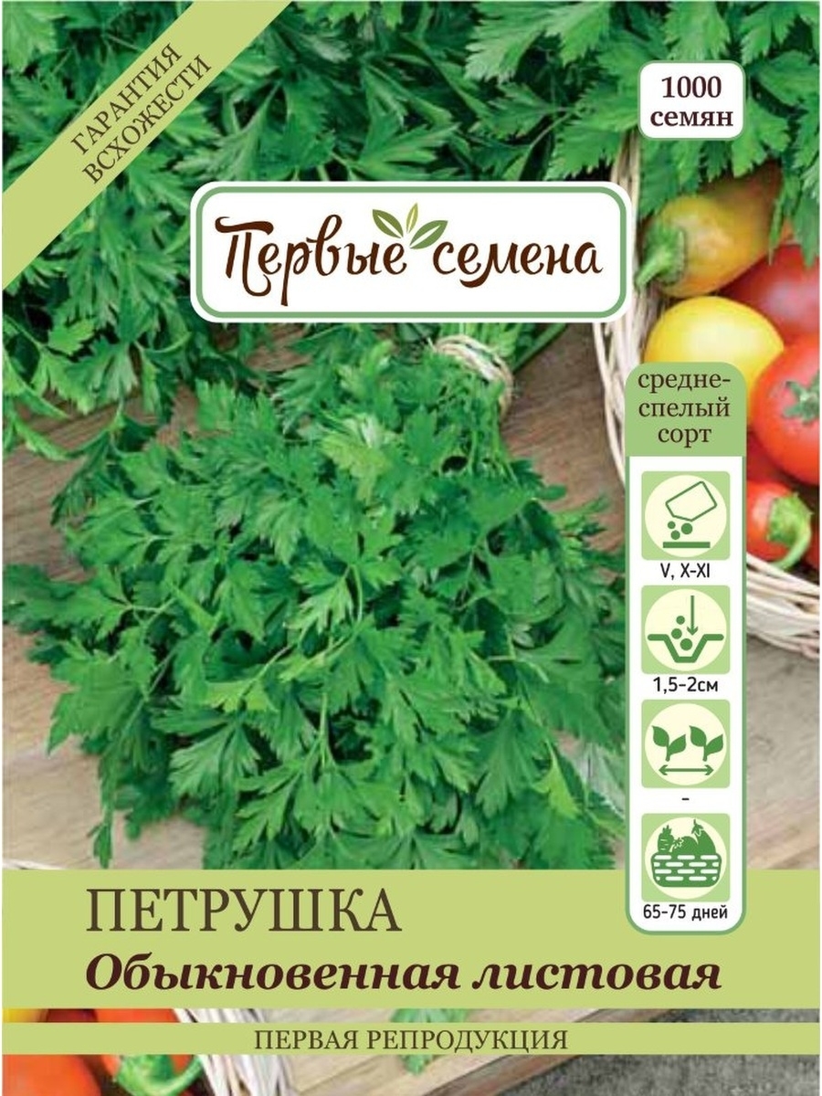 

Семена Первые семена Петрушка обыкновенная листовая 3гр. (2000 семян), 4607149784837