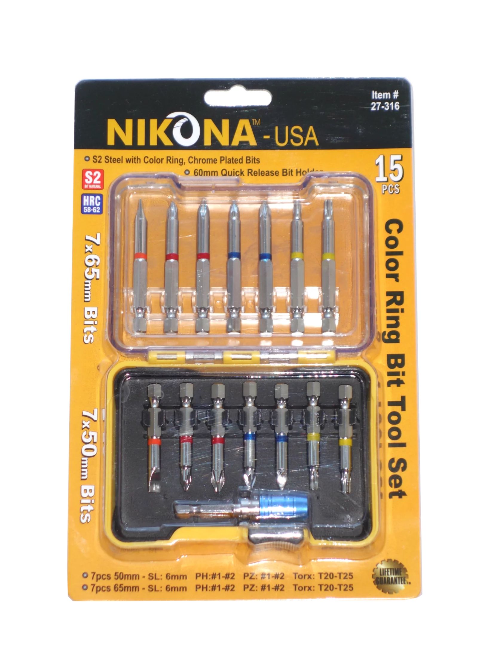 Набор цветных вставок NIKONA 27-316 50-65мм с быстросбрас.держателем 15пр мини набор бит и головок nikona