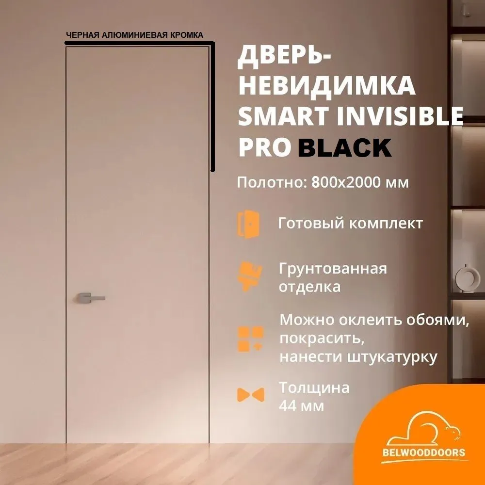 Дверь скрытого монтажа Belwooddoors Невидимка 800*2000 proBLACK