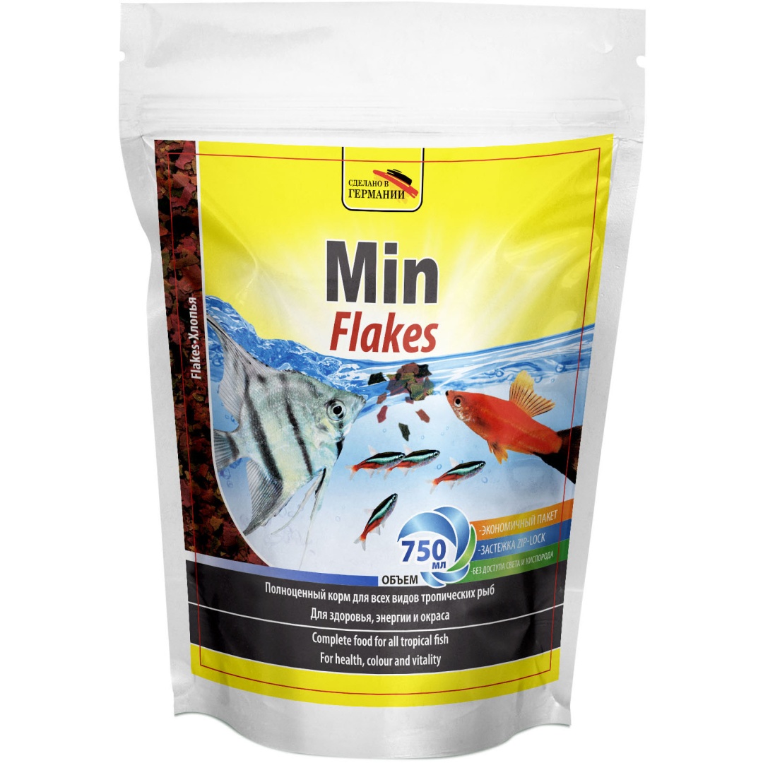 Корм для аквариумных рыб Novamark Min Flakes 750 мл, хлопья