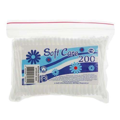 Палочки ватные Soft care №200 п/э
