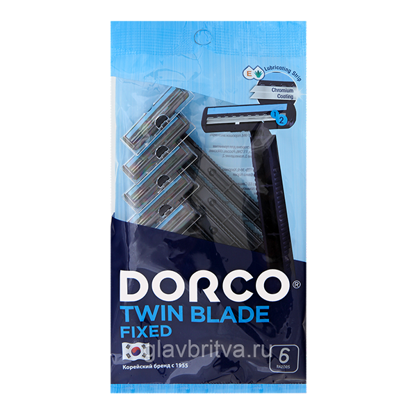 фото Станок для бритья dorco twin blade fixed одноразовый, с 2 лезвиями, 1 шт.