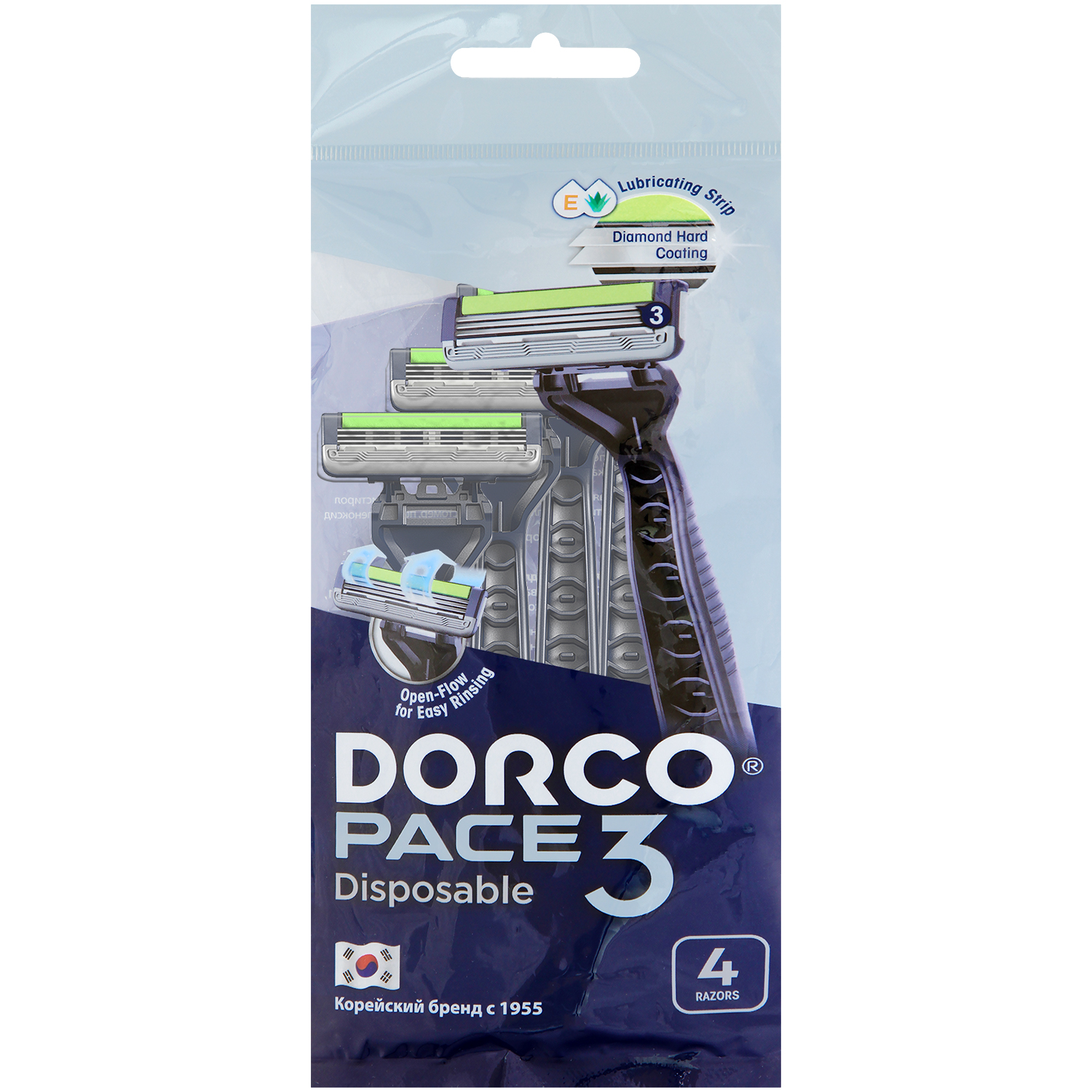 Бритвы одноразовые Dorco PACE3 TRC200 (4 станка) dorco бритвы одноразовые pace3 3 лезвийные 1