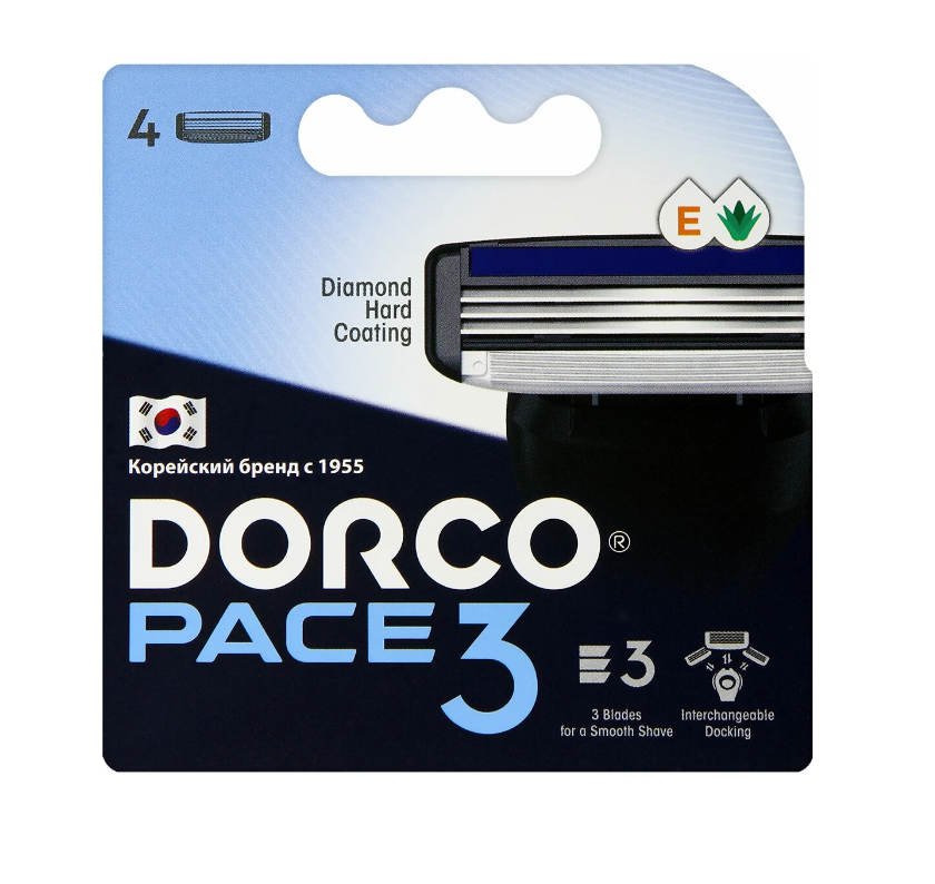 Сменные кассеты Dorco Pace3 с 3 лезвиями, 4 шт.