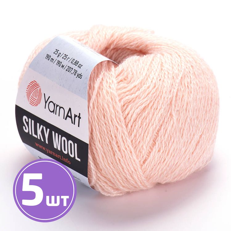 

Пряжа YarnArt Silky Wool 341 яблочный цвет 5 шт по 25 г, Розовый