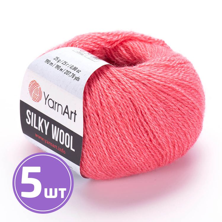 

Пряжа YarnArt Silky Wool 332 меланж багровый 5 шт по 25 г, Розовый