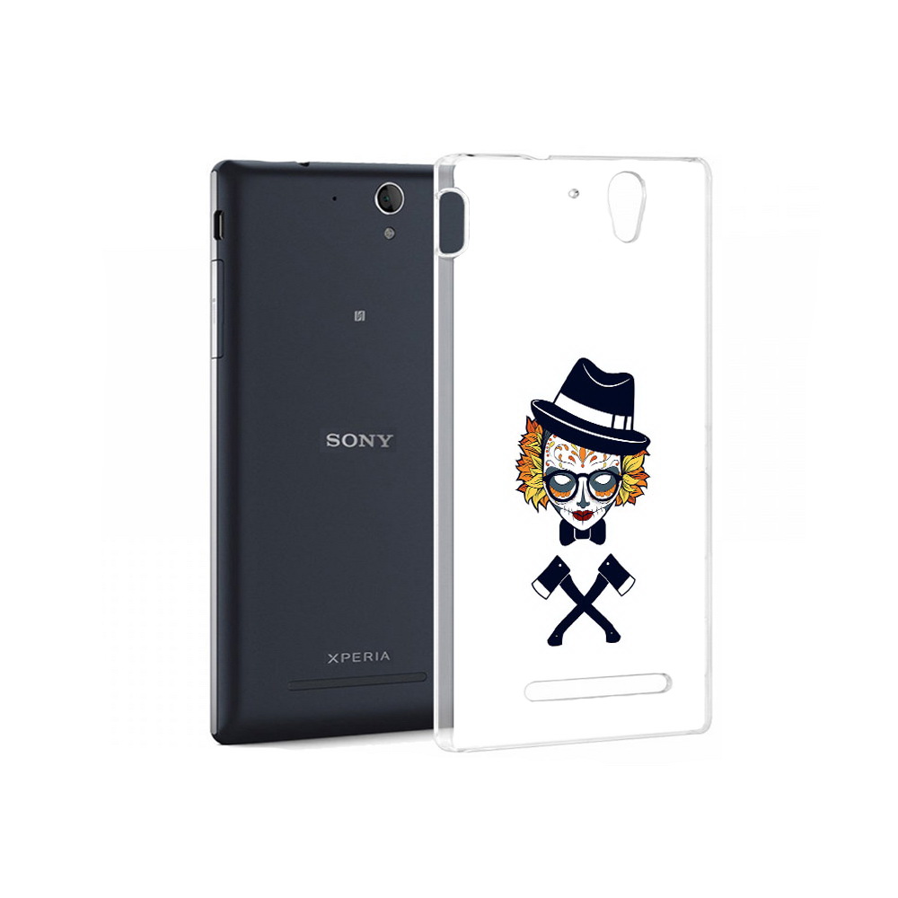 

Чехол MyPads Tocco для Sony Xperia C5 Ultra девушка в маске с топорами рисунок, Прозрачный, Tocco