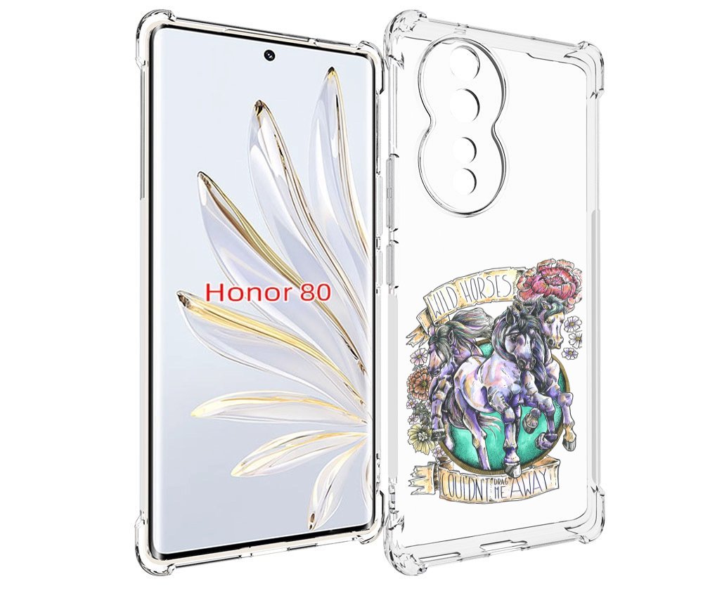 

Чехол MyPads рисунок коней в цветах для Honor 80, Прозрачный, Tocco