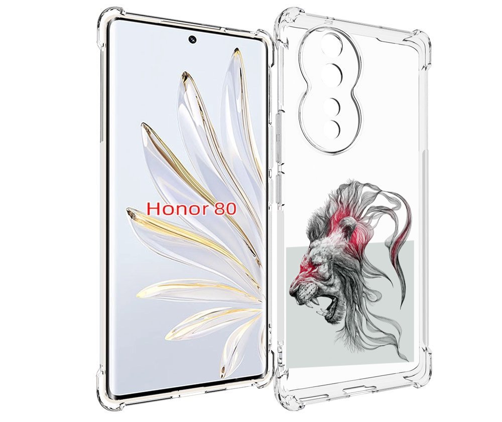 

Чехол MyPads разъяренный лев для Honor 80, Прозрачный, Tocco