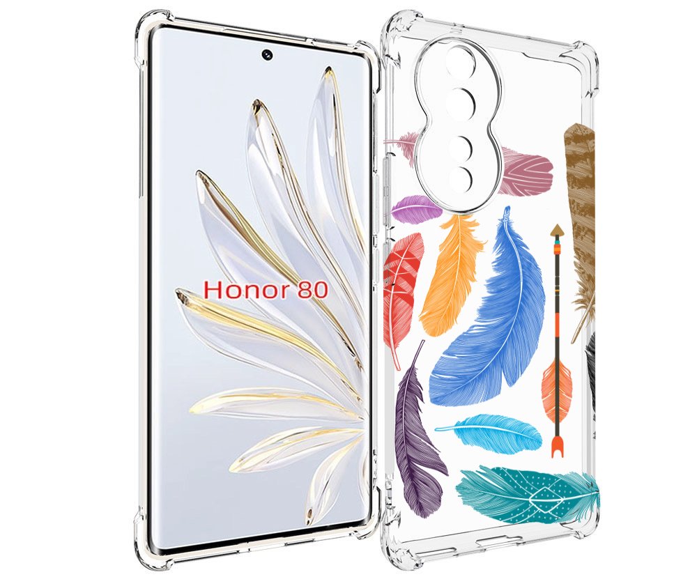 

Чехол MyPads разноцветные перья для Honor 80, Прозрачный, Tocco
