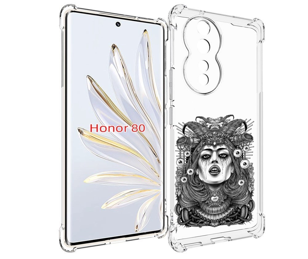 

Чехол MyPads портрет девушки черно белый для Honor 80, Прозрачный, Tocco