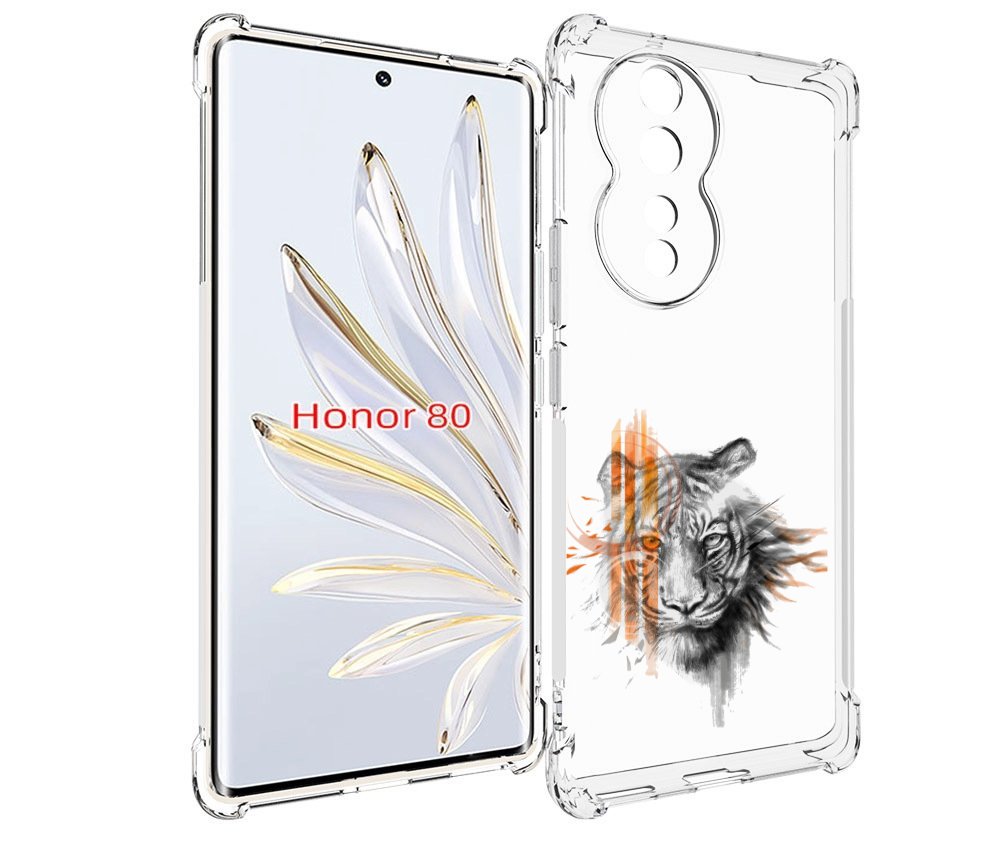 

Чехол MyPads огненный тигр для Honor 80, Прозрачный, Tocco