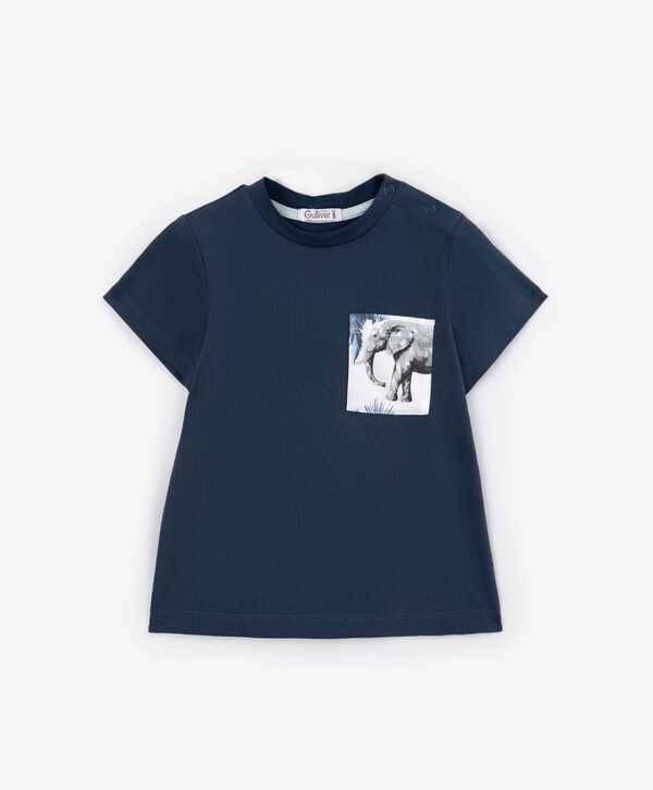 

Футболка с коротким рукавом синяя для мальчика Gulliver (92-52), Синий, 12444BBC1203