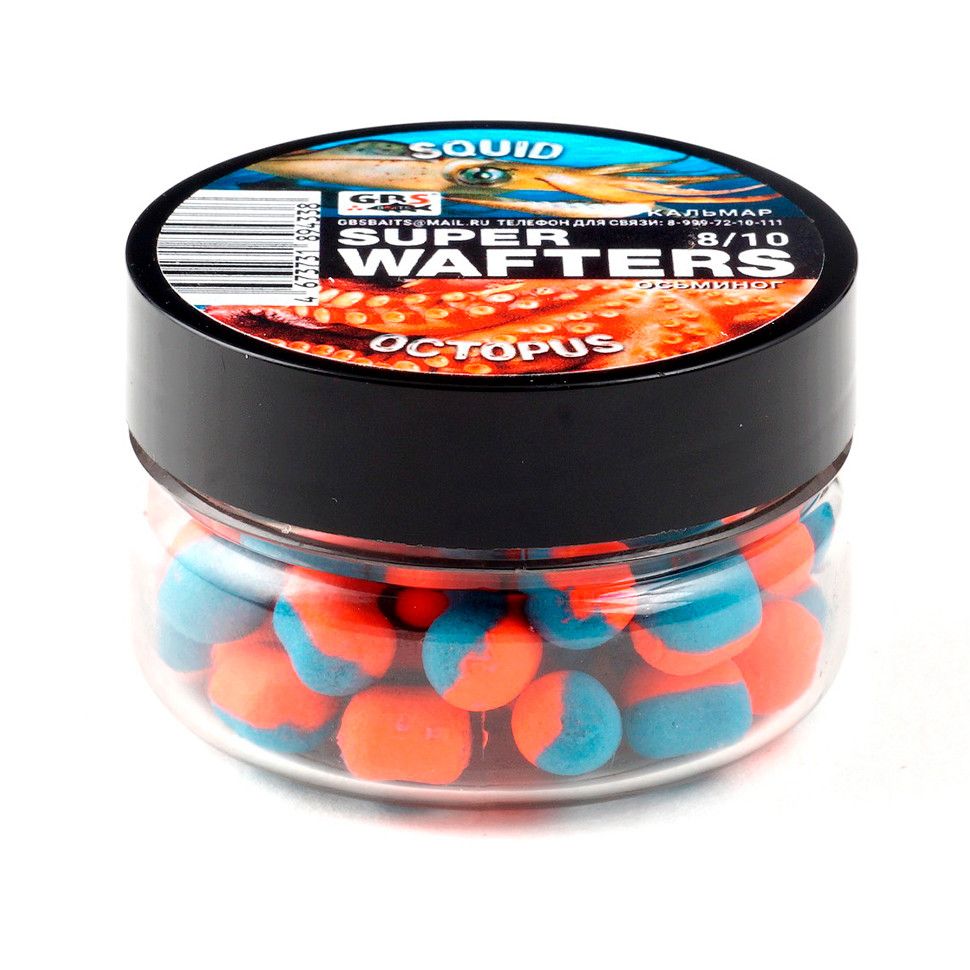 

Вафтерсы GBS BaITS Super Wafters 8x10 мм 66 гр Squid Octopus Кальмар Осьминог, Super Wafters 8x10 мм