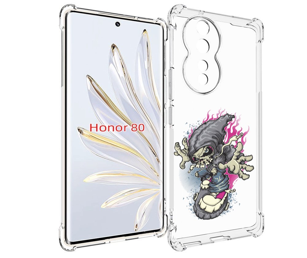 

Чехол MyPads нарисованный скелет на скейт борде для Honor 80, Прозрачный, Tocco