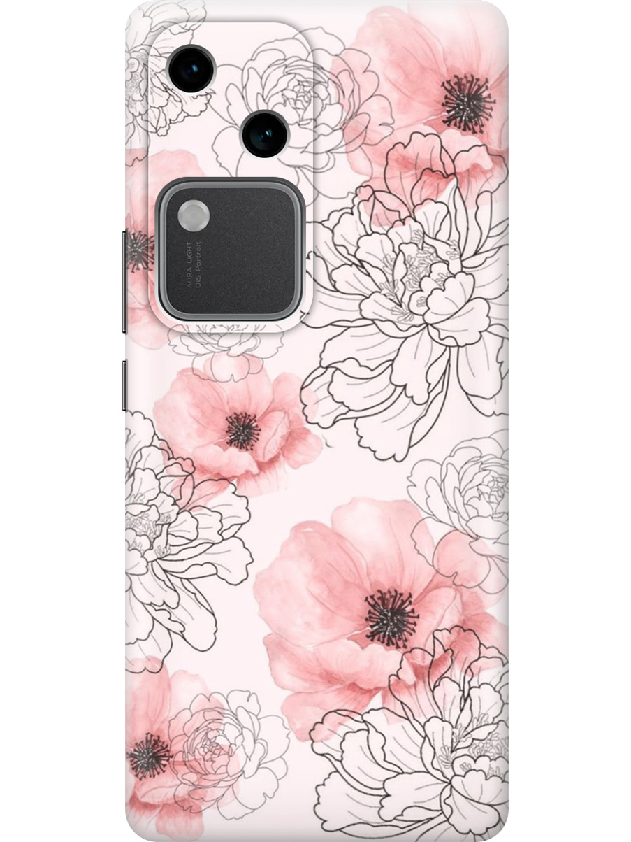 

Силиконовый чехол на Vivo v30 / s18 с принтом "Нежно-розовые цветы", Прозрачный;розовый, 782621523