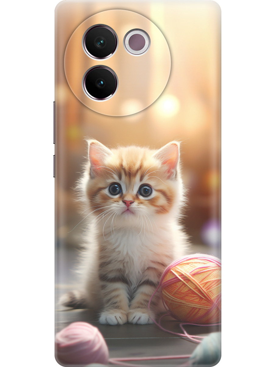 

Силиконовый чехол на Vivo V30e с принтом "Котик и нитки", Прозрачный;белый;желтый;розовый, 783986211
