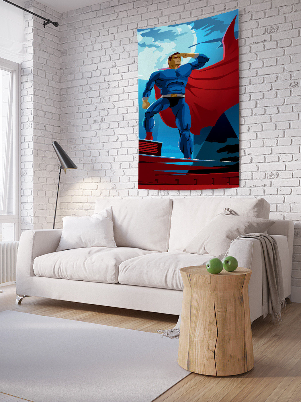 фото Вертикальное фотопанно на стену joyarty "супермен в прожекторах", 150x200 см